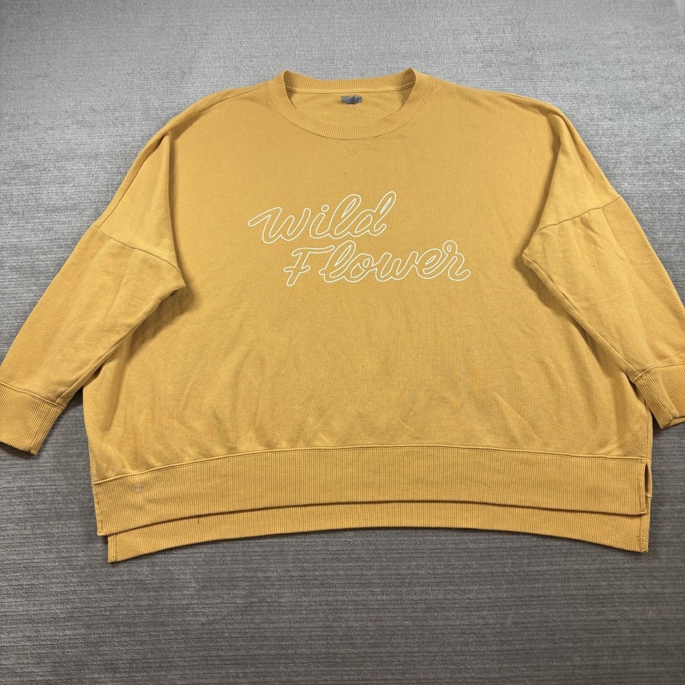 Aerie Oversized Wild Flower Sweatshirt Womens XXL Marigold Casual Relaxed Comfy